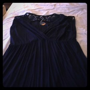 Pink blush navy lace maternity dress